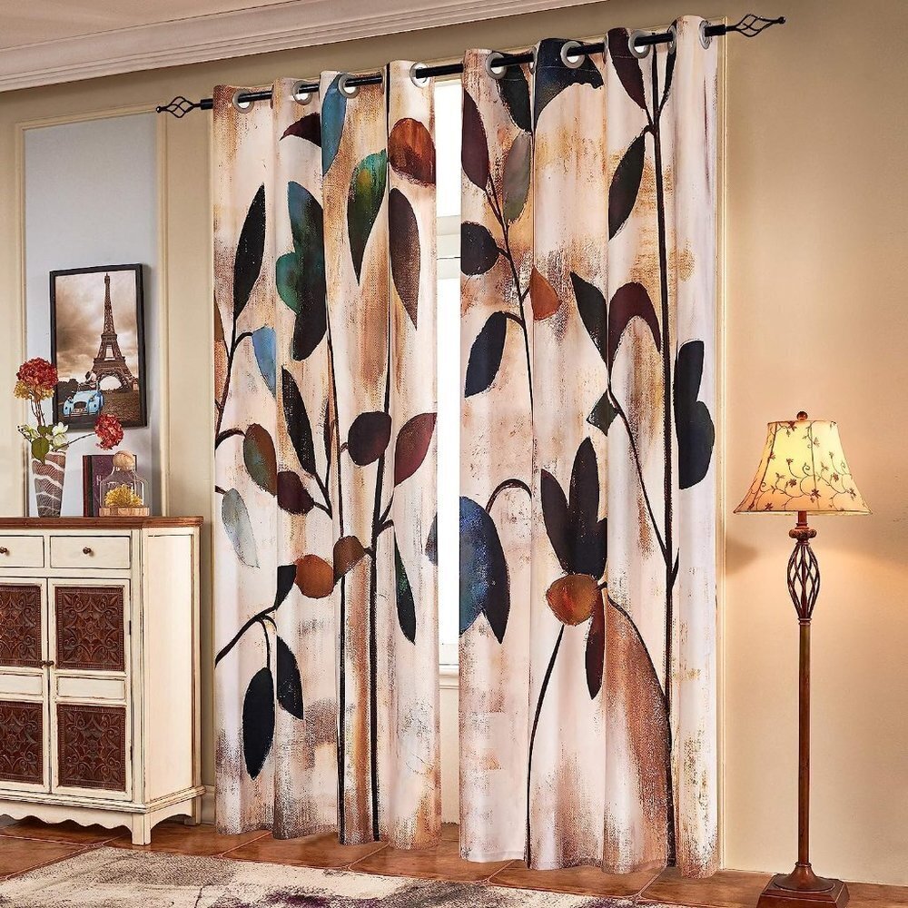 Subrtex Printed Curtains Room Darkening 52"X95" X2